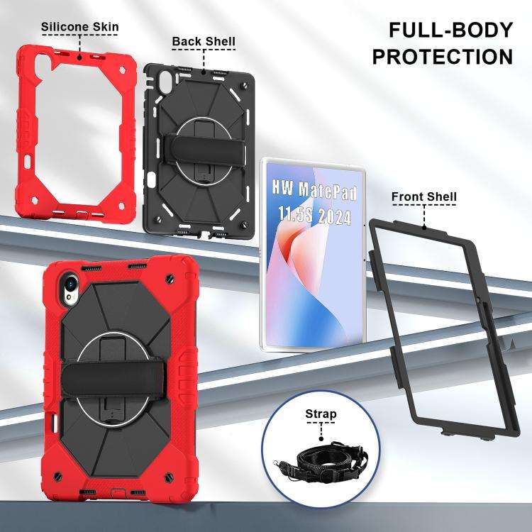 For Huawei MatePad 11.5 S Contrast Color Robot Silicone Hybrid PC Tablet Case(Red Black)