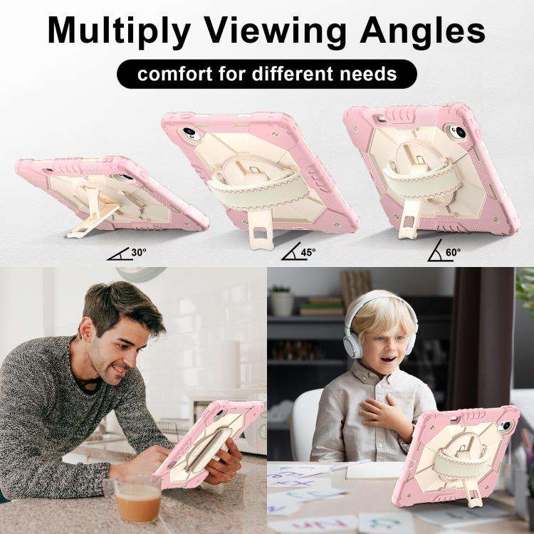 For Huawei MatePad 11.5 S Contrast Color Robot Silicone Hybrid PC Tablet Case(Rose Gold Beige)