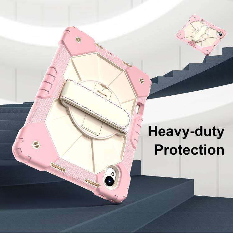 For Huawei MatePad 11.5 S Contrast Color Robot Silicone Hybrid PC Tablet Case(Rose Gold Beige)