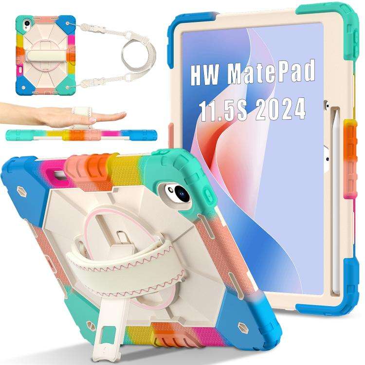For Huawei MatePad 11.5 S Contrast Color Robot Silicone Hybrid PC Tablet Case(Colorful Blue)
