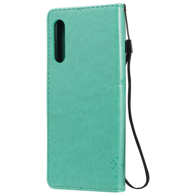 For LG G9 Tree & Cat Embossed Pattern Horizontal Flip Leather Case with Holder & Card Slots & Wal...