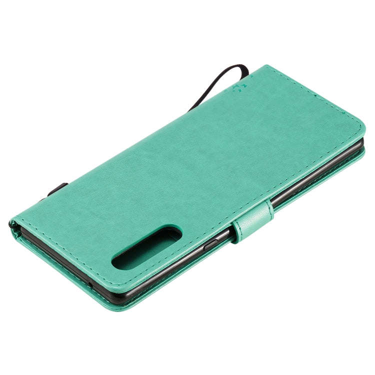 For LG G9 Tree & Cat Embossed Pattern Horizontal Flip Leather Case with Holder & Card Slots & Wal...