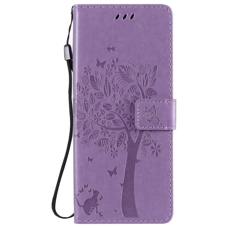 For LG G9 Tree & Cat Embossed Pattern Horizontal Flip Leather Case with Holder & Card Slots & Wal...