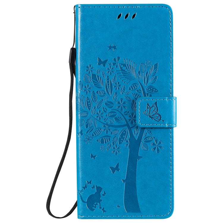 For LG G9 Tree & Cat Embossed Pattern Horizontal Flip Leather Case with Holder & Card Slots & Wal...
