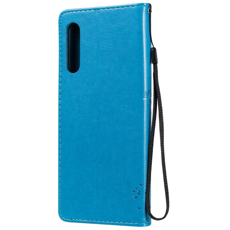 For LG G9 Tree & Cat Embossed Pattern Horizontal Flip Leather Case with Holder & Card Slots & Wal...