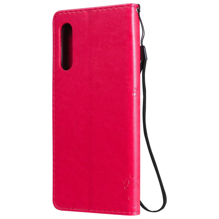 For LG G9 Tree & Cat Embossed Pattern Horizontal Flip Leather Case with Holder & Card Slots & Wal...