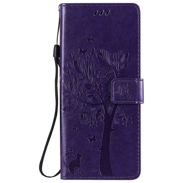 For LG G9 Tree & Cat Embossed Pattern Horizontal Flip Leather Case with Holder & Card Slots & Wal...