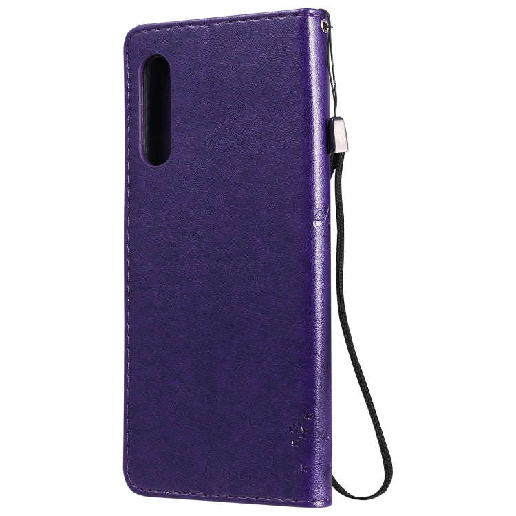 For LG G9 Tree & Cat Embossed Pattern Horizontal Flip Leather Case with Holder & Card Slots & Wal...