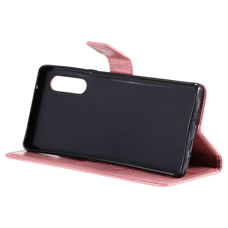 For LG G9 Tree & Cat Embossed Pattern Horizontal Flip Leather Case with Holder & Card Slots & Wal...