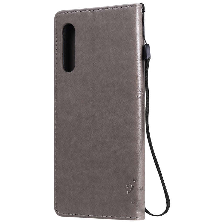 For LG G9 Tree & Cat Embossed Pattern Horizontal Flip Leather Case with Holder & Card Slots & Wal...