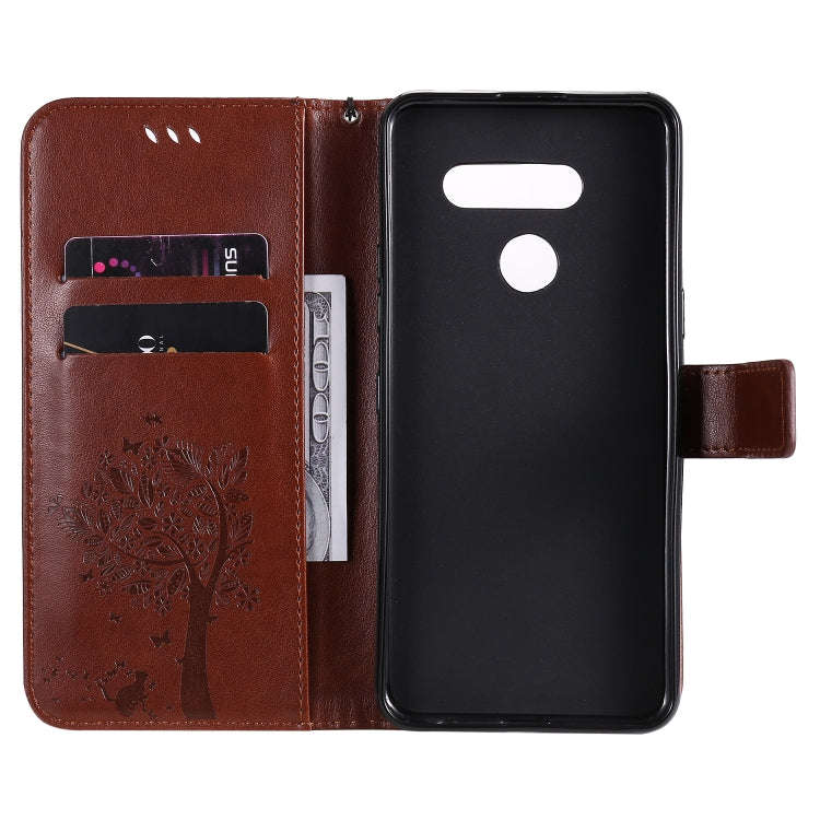 For LG K41S / K51S Tree & Cat Embossed Pattern Horizontal Flip Leather Case with Holder & Card Sl...