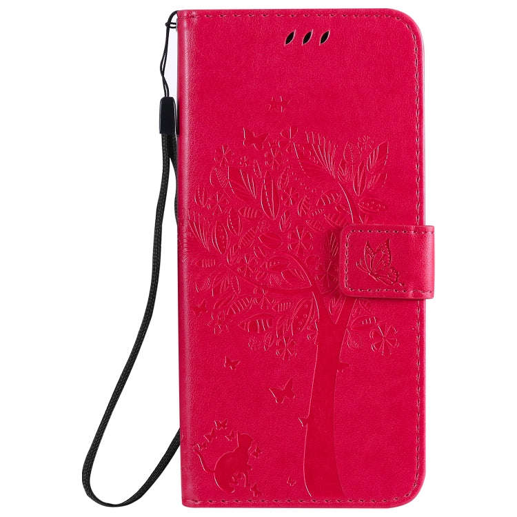 For LG K41S / K51S Tree & Cat Embossed Pattern Horizontal Flip Leather Case with Holder & Card Sl...