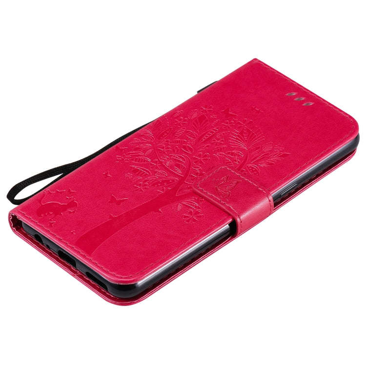 For LG K41S / K51S Tree & Cat Embossed Pattern Horizontal Flip Leather Case with Holder & Card Sl...