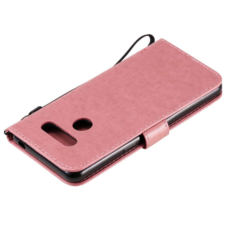 For LG K41S / K51S Tree & Cat Embossed Pattern Horizontal Flip Leather Case with Holder & Card Sl...