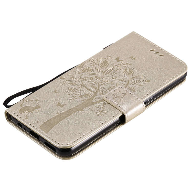 For LG K41S / K51S Tree & Cat Embossed Pattern Horizontal Flip Leather Case with Holder & Card Sl...