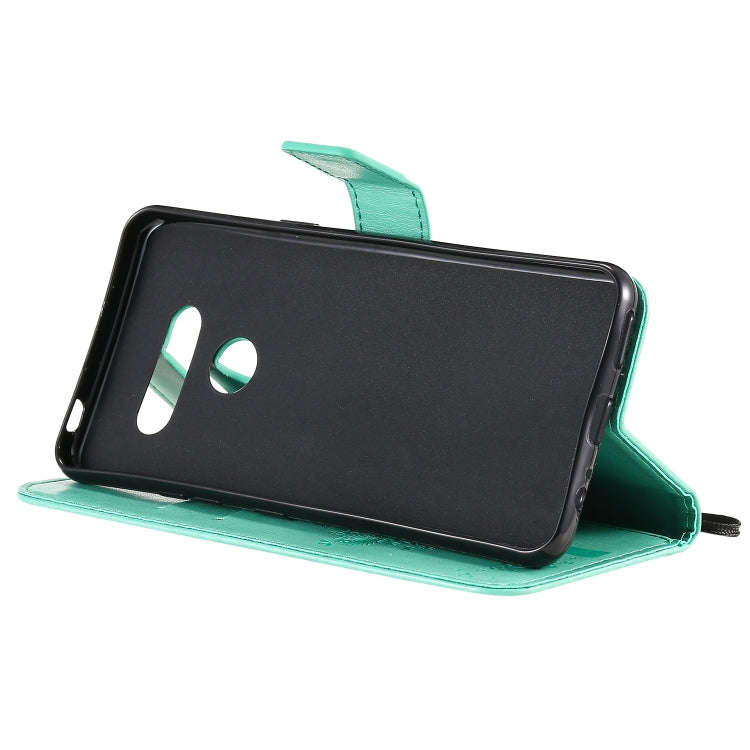 For LG K50S Tree & Cat Embossed Pattern Horizontal Flip Leather Case with Holder & Card Slots & W...