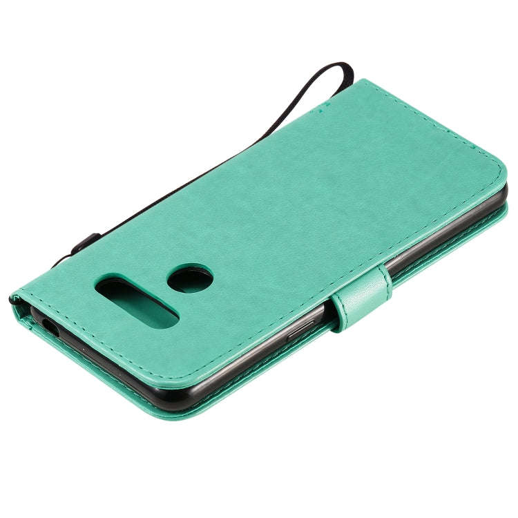 For LG K50S Tree & Cat Embossed Pattern Horizontal Flip Leather Case with Holder & Card Slots & W...