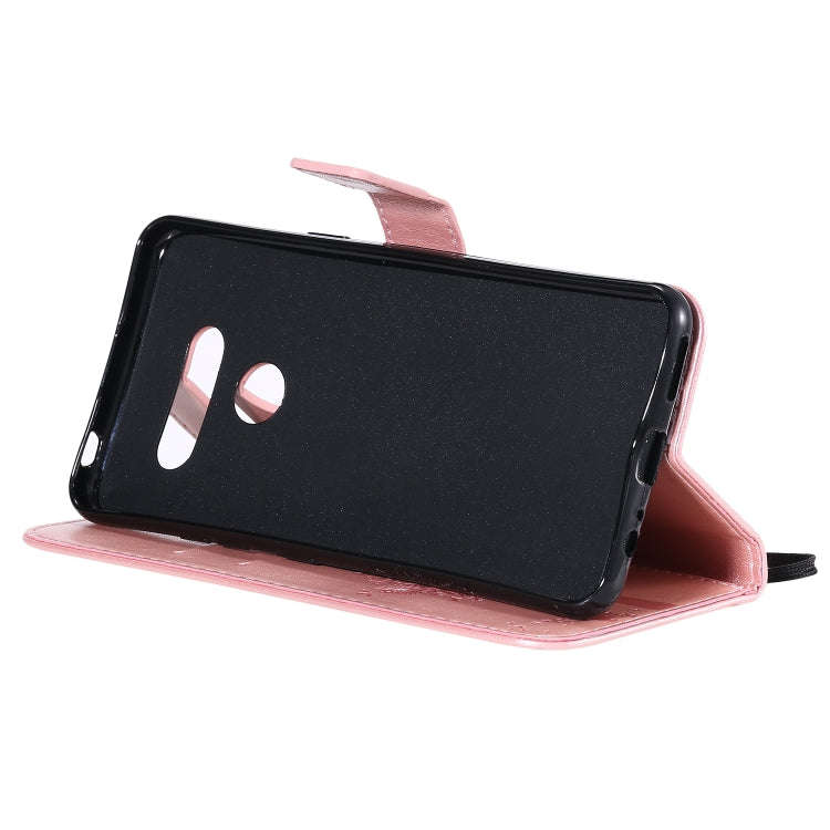 For LG K50S Tree & Cat Embossed Pattern Horizontal Flip Leather Case with Holder & Card Slots & W...