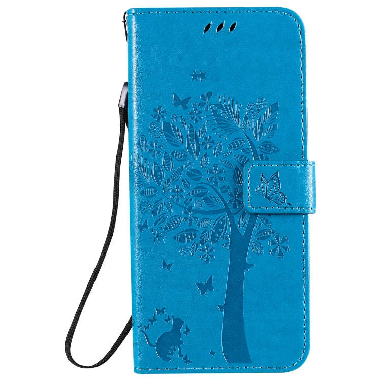For LG K50S Tree & Cat Embossed Pattern Horizontal Flip Leather Case with Holder & Card Slots & W...