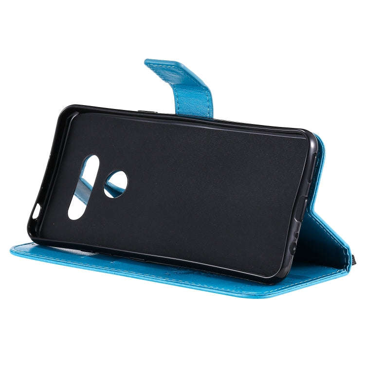 For LG K50S Tree & Cat Embossed Pattern Horizontal Flip Leather Case with Holder & Card Slots & W...