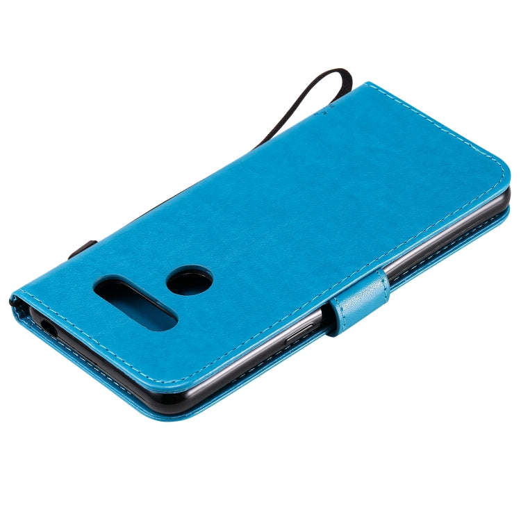 For LG K50S Tree & Cat Embossed Pattern Horizontal Flip Leather Case with Holder & Card Slots & W...