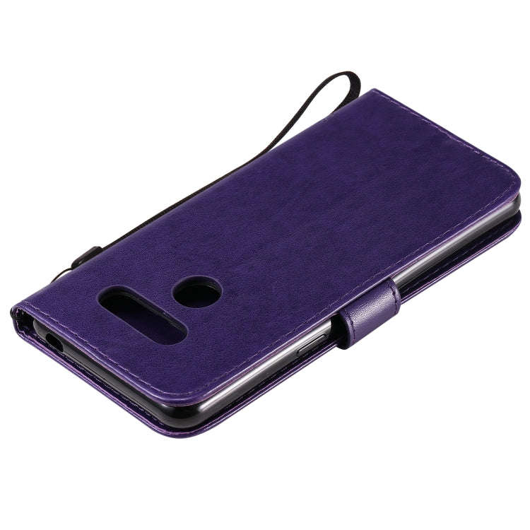 For LG K50S Tree & Cat Embossed Pattern Horizontal Flip Leather Case with Holder & Card Slots & W...