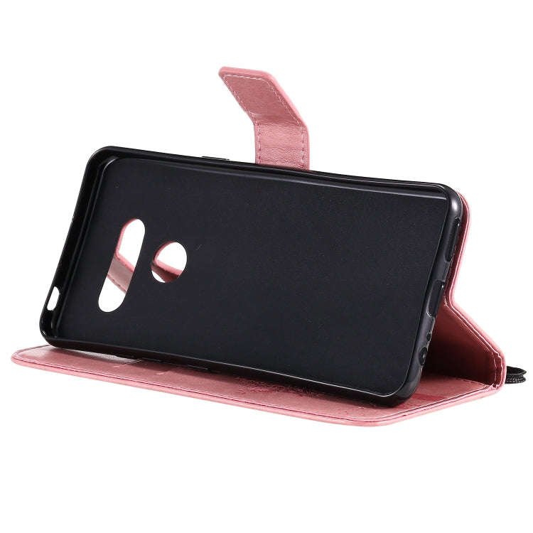 For LG K50S Tree & Cat Embossed Pattern Horizontal Flip Leather Case with Holder & Card Slots & W...