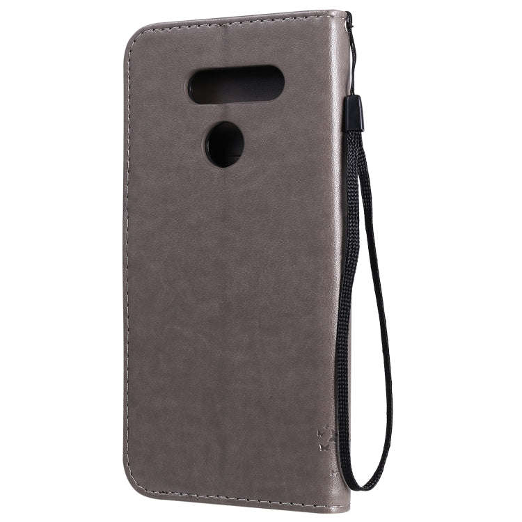 For LG K50S Tree & Cat Embossed Pattern Horizontal Flip Leather Case with Holder & Card Slots & W...