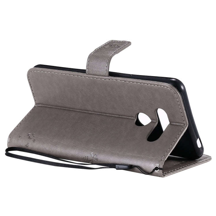 For LG K50S Tree & Cat Embossed Pattern Horizontal Flip Leather Case with Holder & Card Slots & W...