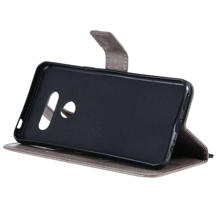 For LG K50S Tree & Cat Embossed Pattern Horizontal Flip Leather Case with Holder & Card Slots & W...