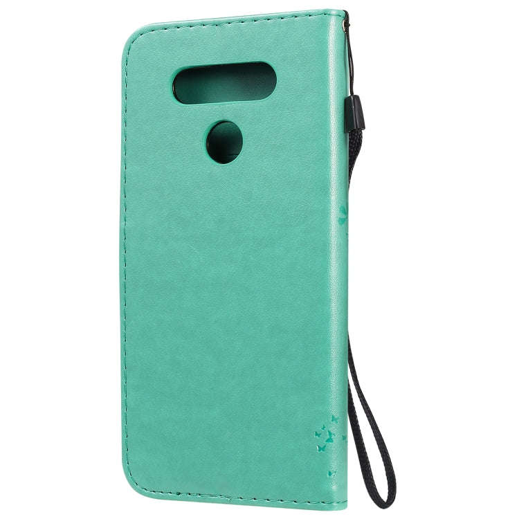 For LG K51 Tree & Cat Embossed Pattern Horizontal Flip Leather Case with Holder & Card Slots & Wa...