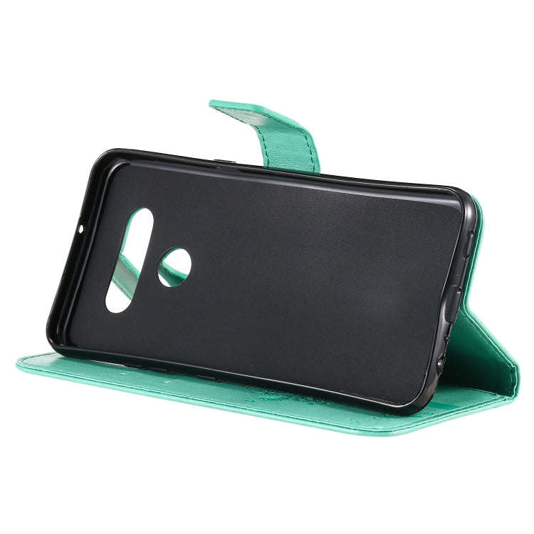 For LG K51 Tree & Cat Embossed Pattern Horizontal Flip Leather Case with Holder & Card Slots & Wa...