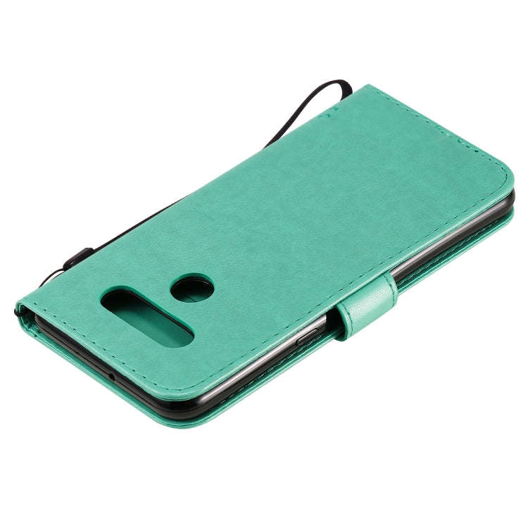 For LG K51 Tree & Cat Embossed Pattern Horizontal Flip Leather Case with Holder & Card Slots & Wa...