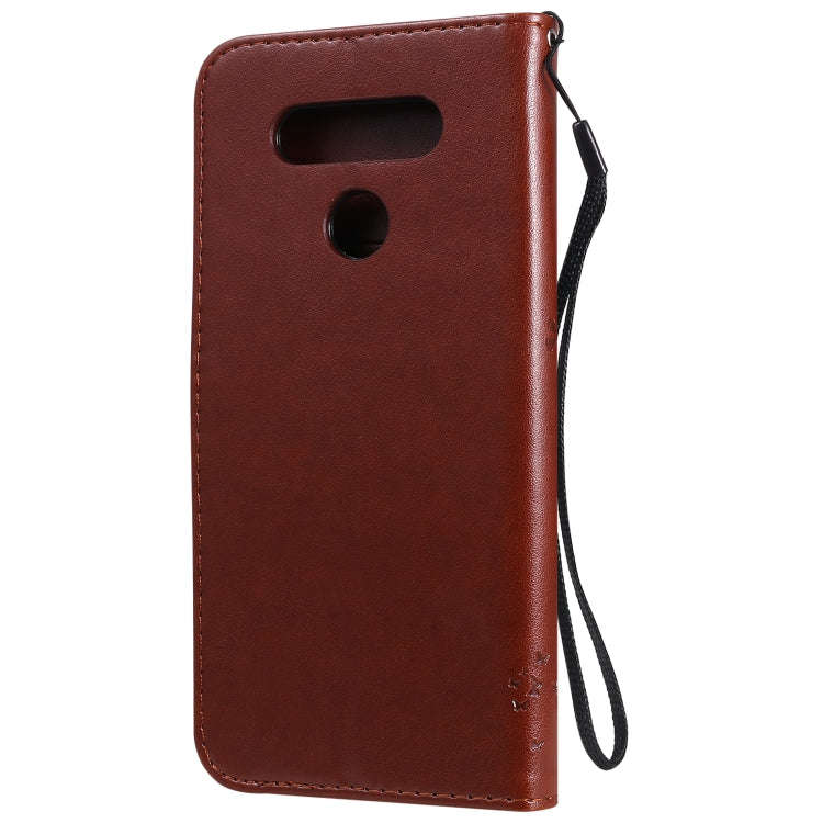 For LG K51 Tree & Cat Embossed Pattern Horizontal Flip Leather Case with Holder & Card Slots & Wa...