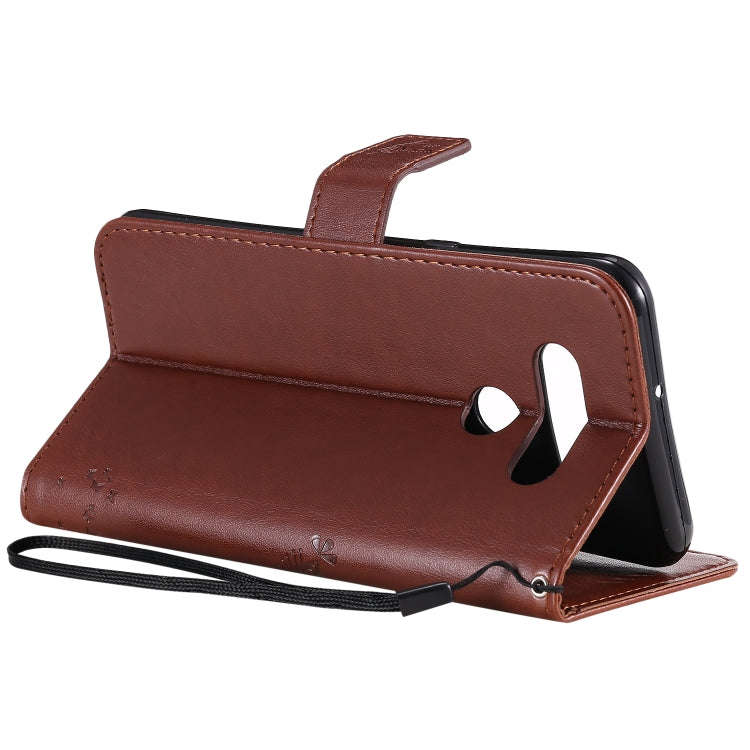 For LG K51 Tree & Cat Embossed Pattern Horizontal Flip Leather Case with Holder & Card Slots & Wa...