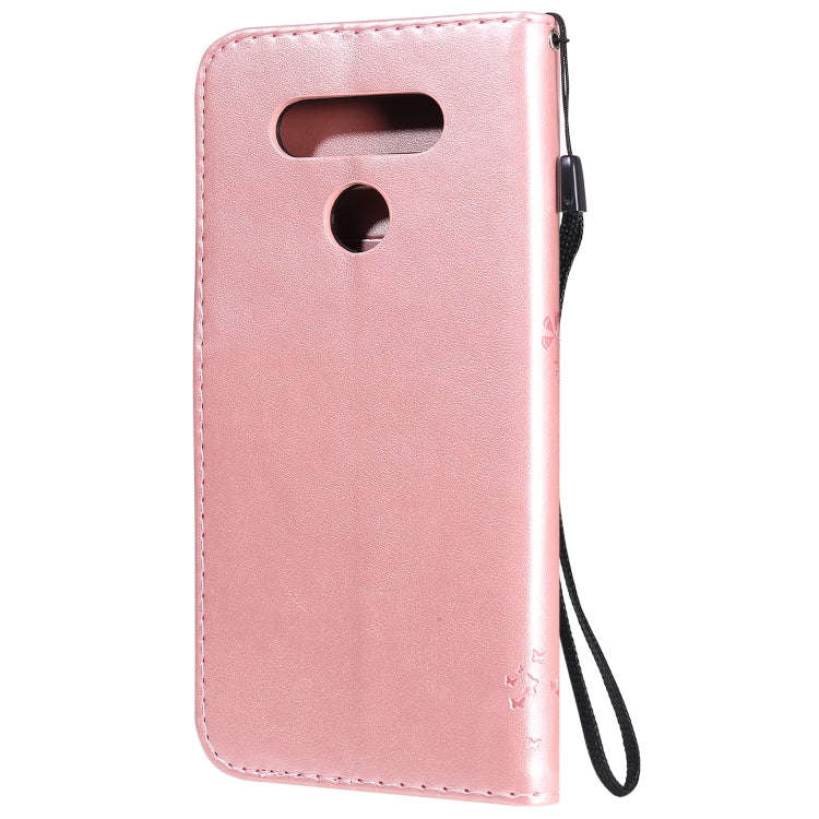 For LG K51 Tree & Cat Embossed Pattern Horizontal Flip Leather Case with Holder & Card Slots & Wa...
