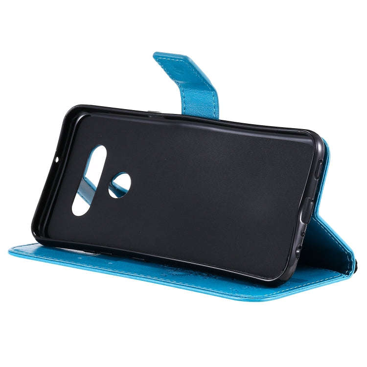 For LG K51 Tree & Cat Embossed Pattern Horizontal Flip Leather Case with Holder & Card Slots & Wa...