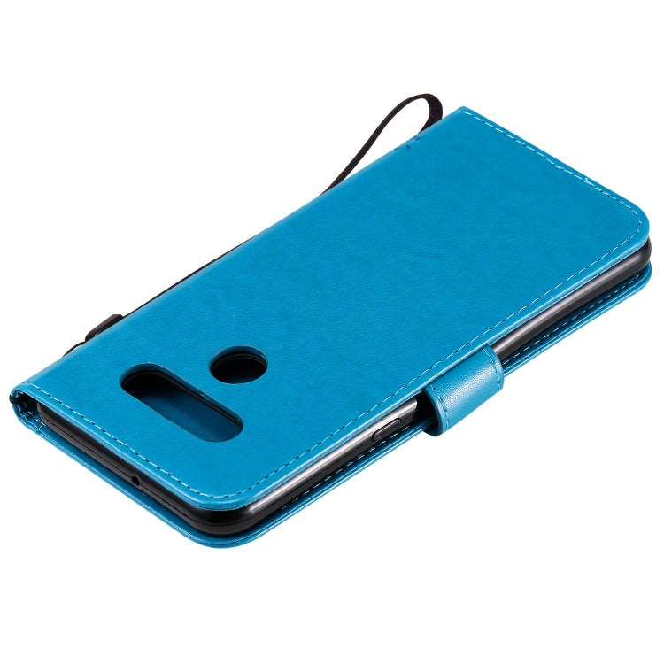 For LG K51 Tree & Cat Embossed Pattern Horizontal Flip Leather Case with Holder & Card Slots & Wa...