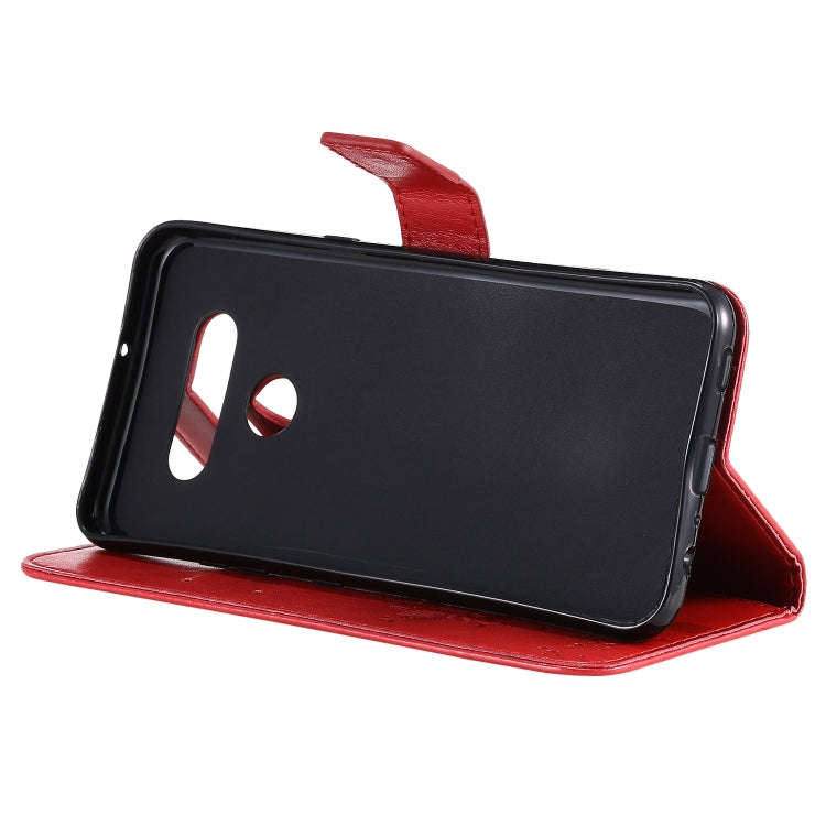 For LG K51 Tree & Cat Embossed Pattern Horizontal Flip Leather Case with Holder & Card Slots & Wa...