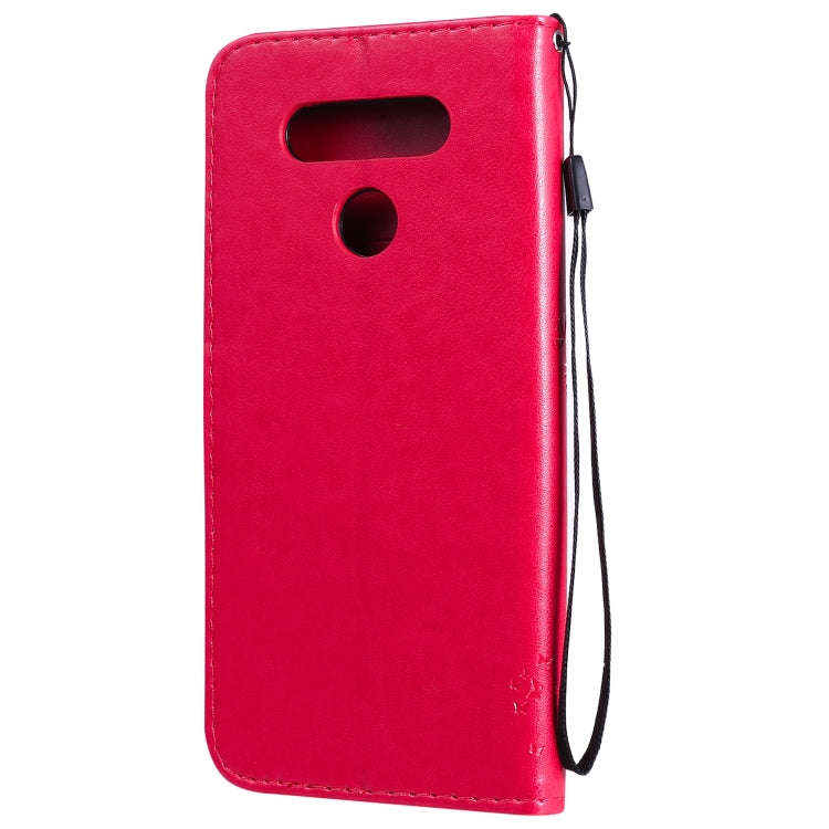 For LG K51 Tree & Cat Embossed Pattern Horizontal Flip Leather Case with Holder & Card Slots & Wa...