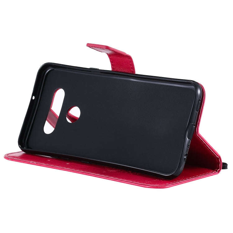 For LG K51 Tree & Cat Embossed Pattern Horizontal Flip Leather Case with Holder & Card Slots & Wa...