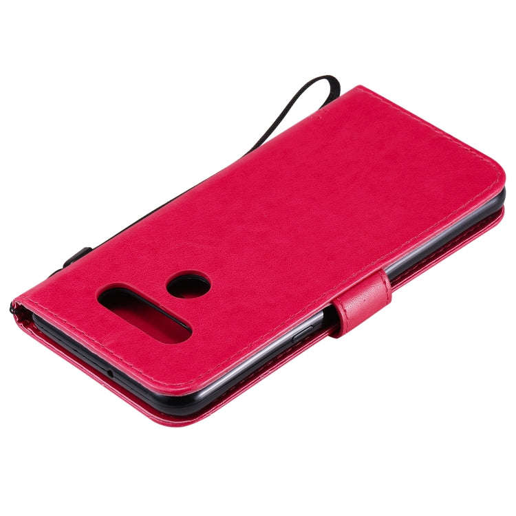 For LG K51 Tree & Cat Embossed Pattern Horizontal Flip Leather Case with Holder & Card Slots & Wa...