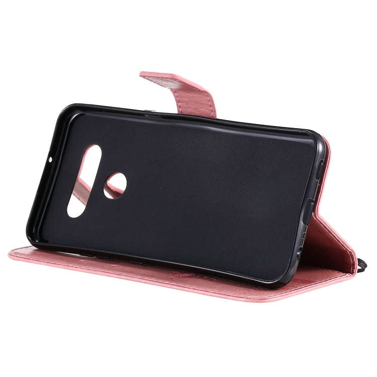 For LG K51 Tree & Cat Embossed Pattern Horizontal Flip Leather Case with Holder & Card Slots & Wa...