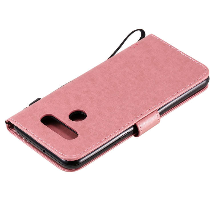 For LG K51 Tree & Cat Embossed Pattern Horizontal Flip Leather Case with Holder & Card Slots & Wa...