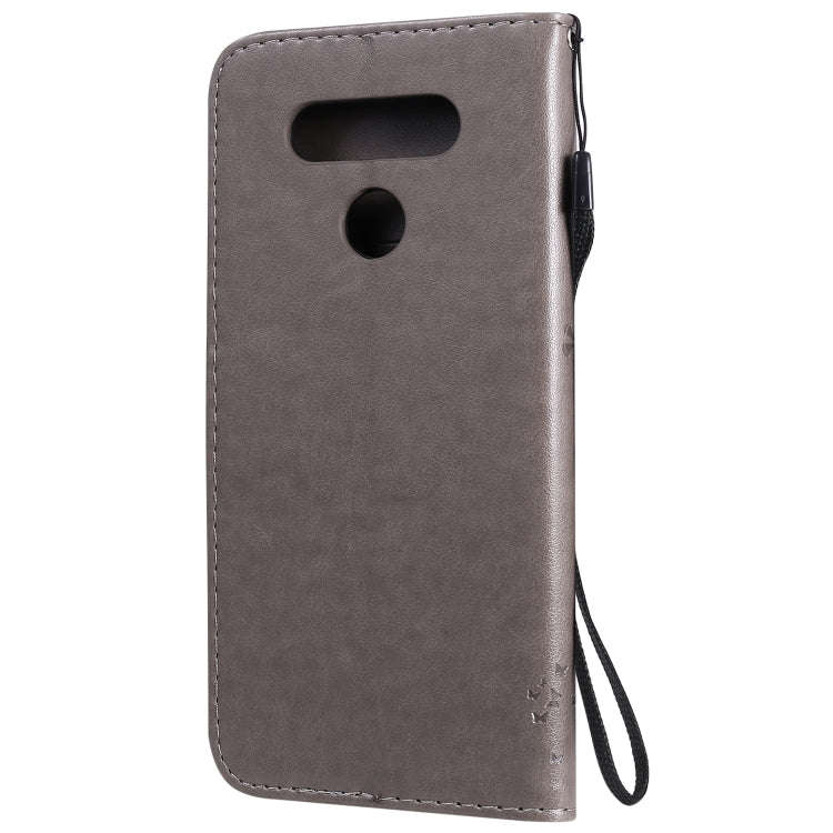 For LG K51 Tree & Cat Embossed Pattern Horizontal Flip Leather Case with Holder & Card Slots & Wa...