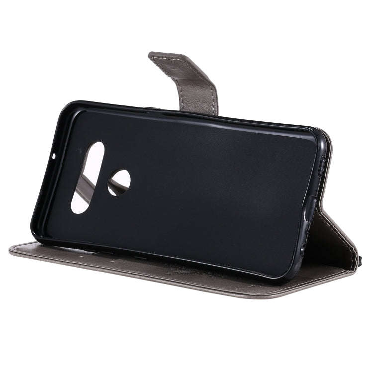 For LG K51 Tree & Cat Embossed Pattern Horizontal Flip Leather Case with Holder & Card Slots & Wa...