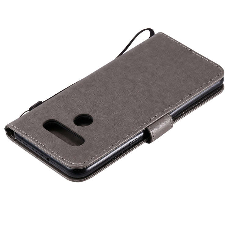 For LG K51 Tree & Cat Embossed Pattern Horizontal Flip Leather Case with Holder & Card Slots & Wa...