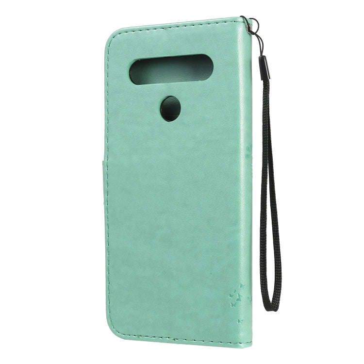 For LG K61 Tree & Cat Embossed Pattern Horizontal Flip Leather Case with Holder & Card Slots & Wa...