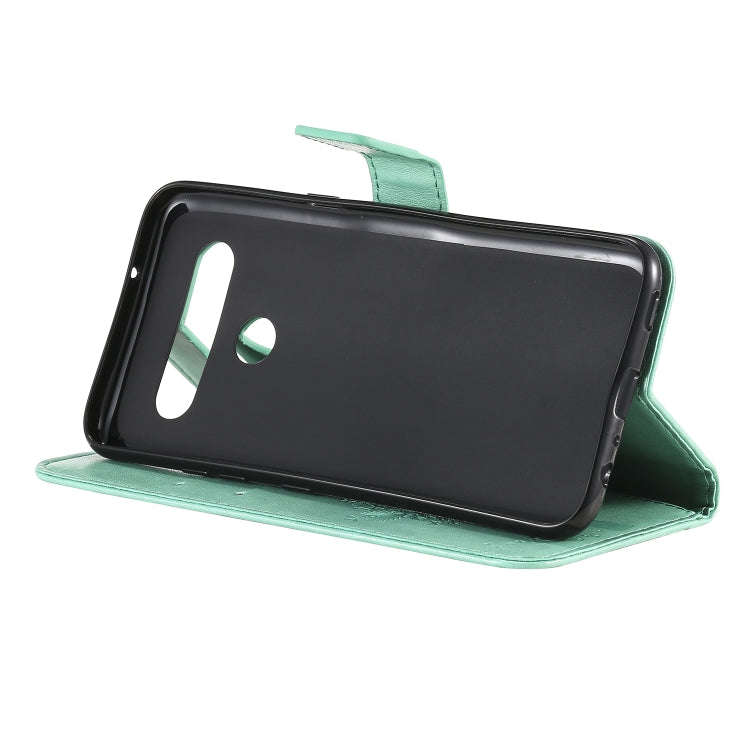 For LG K61 Tree & Cat Embossed Pattern Horizontal Flip Leather Case with Holder & Card Slots & Wa...