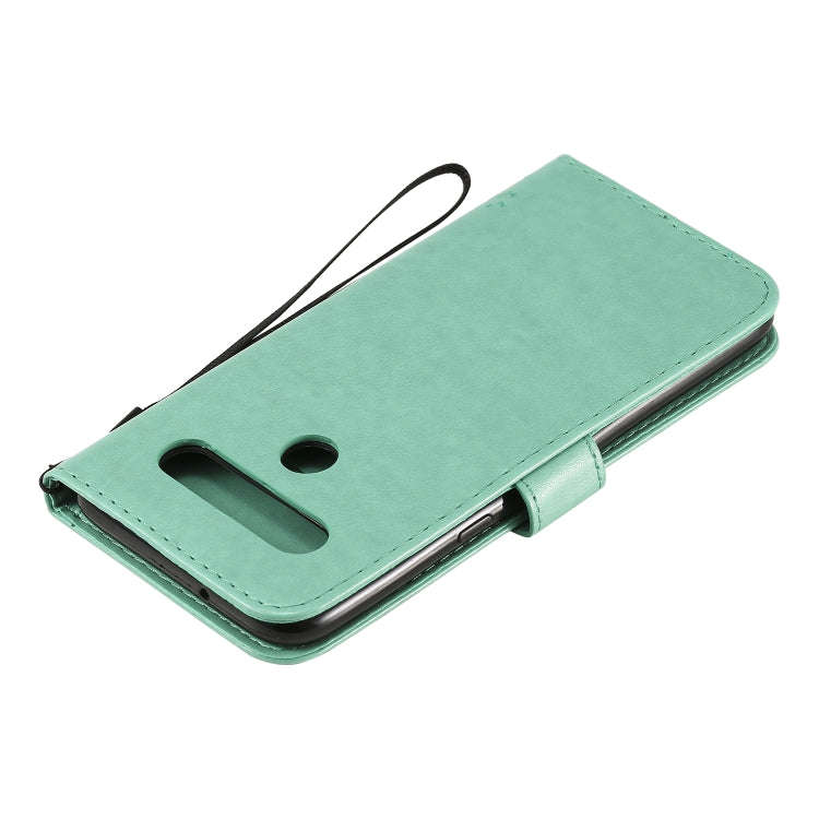 For LG K61 Tree & Cat Embossed Pattern Horizontal Flip Leather Case with Holder & Card Slots & Wa...